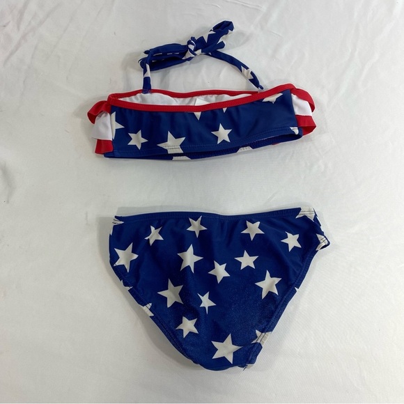 Girls Stars & Stripes USA Patriotic Ruffle Bikini - Picture 2 of 5